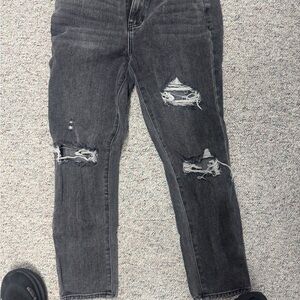 Black Distressed Women's Jeans - Fashion Ripped Skinny